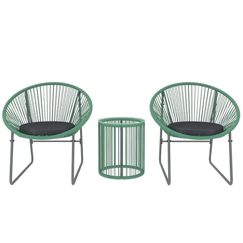 Outsunny Polyrattan Gartenmöbel Set für 2 Personen - 3-teiliges Bistroset mit wetterfestem Design und bequemen Stühlen. Ideal für Garten und Balkon, um gemütliche Stunden im Freien zu genießen.