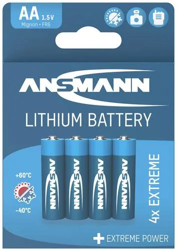 Ansmann Extreme Mignon (AA)-Batterie 2850 mAh - Lithium Batterien mit 700% mehr Power, ideal für extreme Temperaturen von -40°C bis +60°C. Ultraleicht und langlebig mit 10 Jahren Haltbarkeit für professionelle Anforderungen.