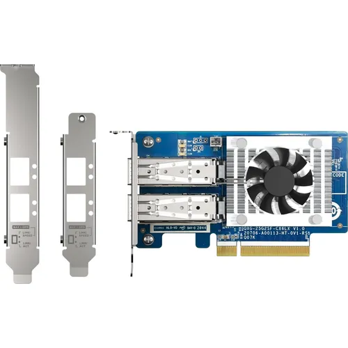 QNAP QXG-25G2SF-CX6 Netzwerkadapter - Netzwerkkarten mit 25 Gigabit SFP28 für ultraschnelle Datenübertragung, ideal für anspruchsvolle Netzwerkanwendungen.