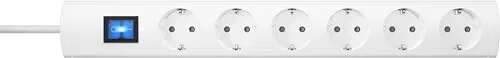 Kopp UNOversal® Plus 6-Fach Steckdosenleiste 1,4m mit Schalter & großem Abstand I Mehrfach-Steckdose anschraubbar mit Berührungsschutz I Mehrfachstecker Innenbereich I Weiß – 232802005