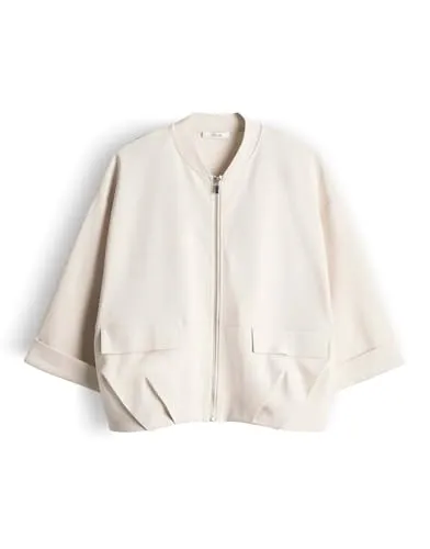 OPUS Damen Sweatshirt | Sweatjacke im Blouson Stil Loose Fit Natural Glaze, 36