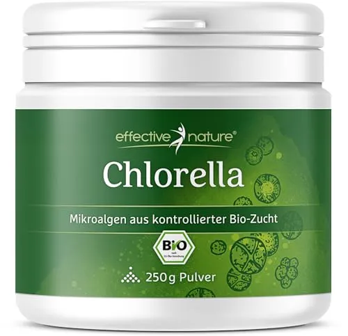 Bio Chlorella Pulver - 250 g - 100% Bio Chlorella aus kontrollierter Zucht - Ohne Zusatzstoffe - Reicht für ca. 30 Tage