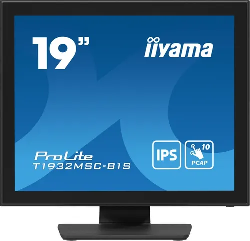 Iiyama ProLite T1932MSC-B1S Touchscreen-Monitor - 19 Zoll Touchscreen-Monitor mit 10-Punkt-Multi-Touch-Funktion, ideal für interaktive Anwendungen in Bildung und Einzelhandel. IP54-Schutz gegen Staub und Spritzwasser, energieeffizient mit nur 13,4 W.