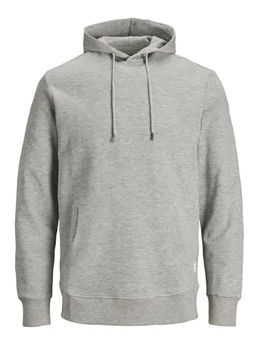 JACK & JONES Male Hoodie Sweat MLight Grey Melange - Kapuzenpullover für Herren mit Känguru-Tasche und weichem Futter für optimalen Tragekomfort, ideal für lässige Outfits.