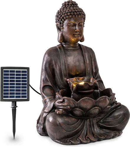 blumfeldt Wasserspiel Dharma Solarbrunnen - Teichdekoration mit LED-Beleuchtung, witterungsbeständig und ideal für Garten und Terrasse, betrieben durch umweltfreundliche Solarenergie.