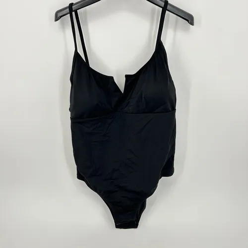 TRENDYOL Damen Blumen Gemusterter V-draht-badeanzug One Piece Swimsuit, Schwarz,