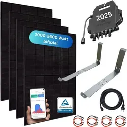 MyCarport XXL Balkonkraftwerk 2000+ Watt - Solaranlage mit 2600 Watt Spitzenleistung, inklusive hochwertiger XXL Unterkonstruktion und Wechselrichter für optimale Energieerzeugung.