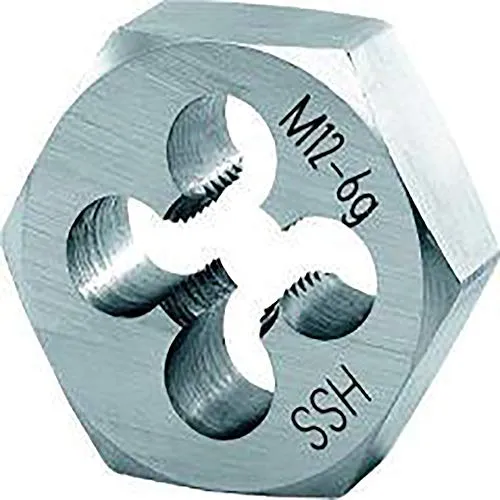 Schneideisen Sechskant HSS DIN 382 M30 - Schneidwerkzeuge für metrische Regelgewinde, hohe Stabilität und Verschleißfestigkeit dank HSS-Material, ideal für präzises Gewindenachschneiden.