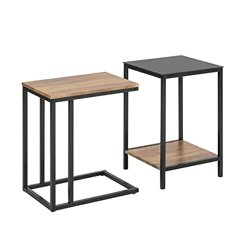 SoBuy Beistelltisch FBT99, 2er Set Stapelbare Sofatische - Ablagetische, ideal für kleine Räume – das stapelbare Design sorgt für Platzersparnis und Flexibilität im Wohnzimmer.