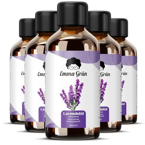 Emma Grün® Lavendelöl - 100% naturreines ätherisches Öl für Aromatherapie - Ätherisches Lavendelöl in eleganter Glasflasche, ideal für Diffuser, Duftlampe und DIY-Projekte. Hochdosiert, nachhaltig verpackt und aus griechischer Manufaktur – für einen beruhigenden Raumduft!