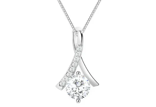 LÖB Kette mit Anhänger 925 Silber Halskette Tropfen Anhänger Zirkonia Stein Kette Tropfenform (Geschenke für Frauen Beste Freundin Mutter Mama Damen zum Geburtstag Weihnachten Weihnachtsgeschenke), Tropfenanhänger Oval Glitzer Strass Schmuck Brautschmuck Elegant Kurz