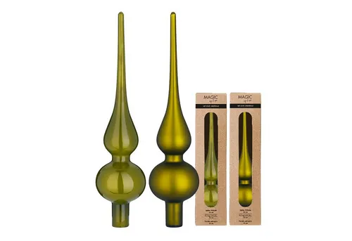 MAGIC by Inge Christbaumspitze, Christbaumspitze Glas 26cm 1 Stück matt / glänzend sort - Green Olives