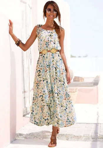 Midikleid BUFFALO, Damen, Gr. 34, blau bedruckt - Modisches Midikleid von Buffalo mit floralem Allover-Druck und praktischen Seitennahttaschen. Perfekt für den Sommer und figurumspielend geschnitten.