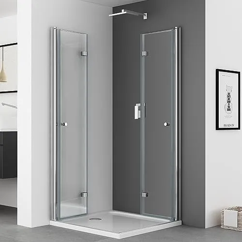 IMPTS 100x100cm Duschkabine mit Drehfalttür