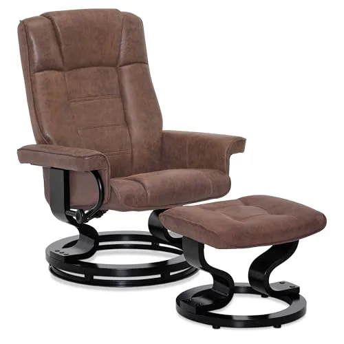 M MCombo Relaxsessel mit Hocker – 360° drehbarer Fernsehsessel mit Liegefunktion - Relaxsessel & -liegen mit stufenlos einstellbarer Rückenlehne und 360° Drehfunktion für maximalen Komfort. Ideal für gemütliche Abende im Wohnzimmer.