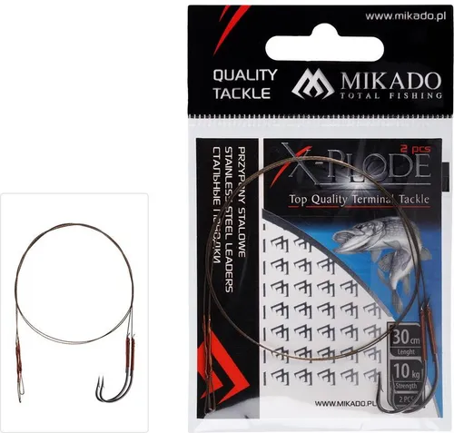 Mikado STAHL-LEADER - MIT SCHLAUFE UND HAKEN 30cm/10kg - BRAUN - 2 St.