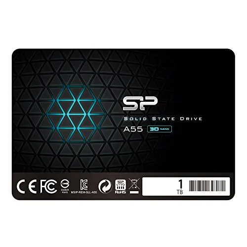 Silicon Power SSD 1TB A55 - 3D NAND mit SLC Cache - Interne SSD mit 1TB, 3D NAND-Flash und SLC Cache für schnelle Boot-Zeiten und Anwendungsstarts. Ideal für Ultrabooks und Ultra-Slim Notebooks, stoßfest und mit 3 Jahren Garantie.