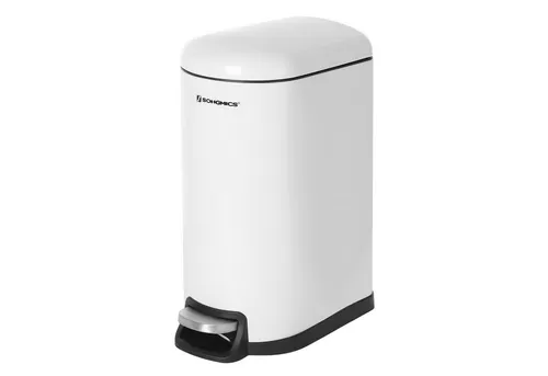 SONGMICS Kosmetikeimer 10 Liter - Stilvoller Mülleimer in Weiß - Haushaltszubehör mit elegantem Design, ideal für Badezimmer und sorgt für Ordnung und Sauberkeit.