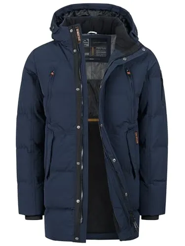 Indicode Herren INBoulton Parka - Warme Jacke mit Kapuze | Sky Captain, Größe S - Hochwertiger Parka mit warmer Wattierung für optimalen Kälteschutz. Verdeckter Reißverschluss und praktische Außentaschen bieten Komfort und Stil. Ideal für kalte Tage!