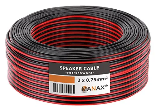 MANAX® 10m Lautsprecherkabel 2 x 0,75mm² rot/schwarz
