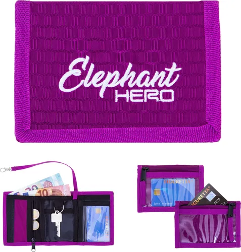 Geldbörse Kinder Portemonnaie Elephant Hero Signature Wallet mit Schlüsselkette und Karabiner Börse Mädchen Schüler Schule Schülerbörse 12998 Wild Berry (Violatt Lila)