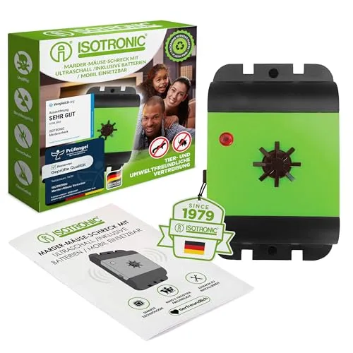 ISOTRONIC Marderscheuche Marderfix | Ultraschall Marderabwehr für Auto und Keller