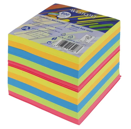 Notizzettel bunt neon 800 Blatt Nachfüllpack Notizblock 9 x 9 cm FSC mix