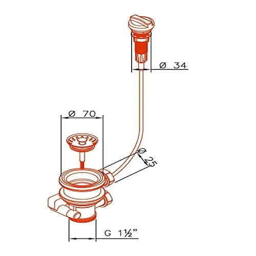 Universal Siebkorb-Excenterventil 70 mm mit Drehexcenter und zwei 1 Zoll Anschlüssen / Ablaufgarnitur / Abfluss / Ersatzteil Spüle