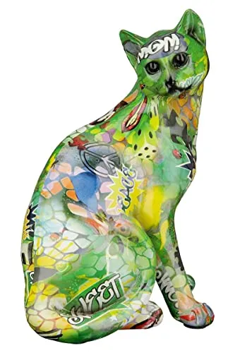 Casablanca Deko Figur Katze - Einzigartige Wildkatze aus Kunstharz - Statuen mit ausgefallenem Design, Höhe 28 cm, ideal für Wohnzimmer-Dekoration und als Geschenk für Katzenliebhaber.