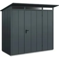 Gartenhaus Hörmann EcoStar Elegant-P Typ 1 RAL7016 - Modernes Gartenhaus mit Pultdach in Anthrazit, ideal für die Aufbewahrung von Gartengeräten und Möbeln, aus robustem Metall gefertigt.