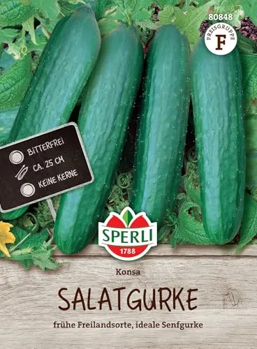 Sperli Salatgurkensamen Konsa, F1 80848 - Gemüsesamen für das Anzüchten leckerer und bitterfreie Salatgurken. Die 