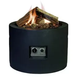 Happy Cocooning Feuertisch Rund Schwarz - Gartentisch mit integriertem Gaskamin, sorgt für gemütliche Abende im Freien, wetterfest und ohne Rauch oder Funken - einfach Feuer auf Knopfdruck genießen!