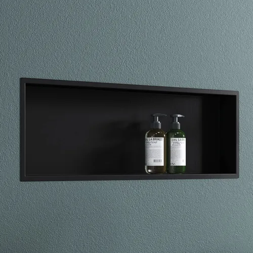 doporro Wandnische Dusche Schwarz 30 x 90cm - Moderne Duschnische aus Edelstahl, befliesbar und platzsparend für mehr Stauraum in Ihrem Bad. Ideal für eine elegante und aufgeräumte Dusche!