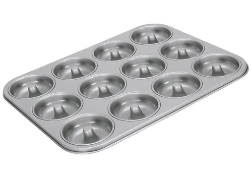 STÄDTER Donutform - Metall Backform für 12 Donuts, mit langlebiger Antihaftbeschichtung für einfaches Auslösen und Backen bei bis zu 250 °C, ideal für kreative Backideen.