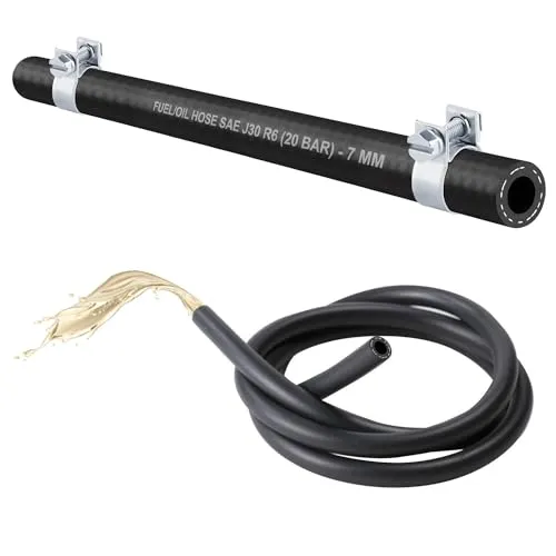  7 mm) 1x Meter Benzinschlauch Ölschlauch Dieselschlauch Kraftstoffleitung für Benzin Kraftstoff Diesel Öl (SAE J30 R6)-(Ink 2x W1 Mini Schelle) (Innen 7,0mm/Außen 14,0mm (Schelle große 12x14mm)