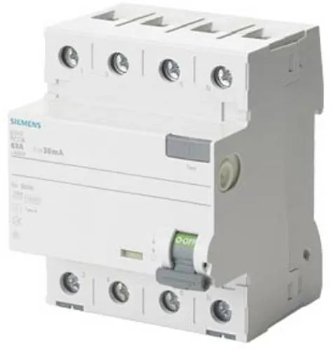 SIEMENS Sicherheitsrelais 5SV33443 - FI-Schutzschalter F 40 A, 0.03 A, 400 V, kompakte Bauweise für höchste Sicherheit