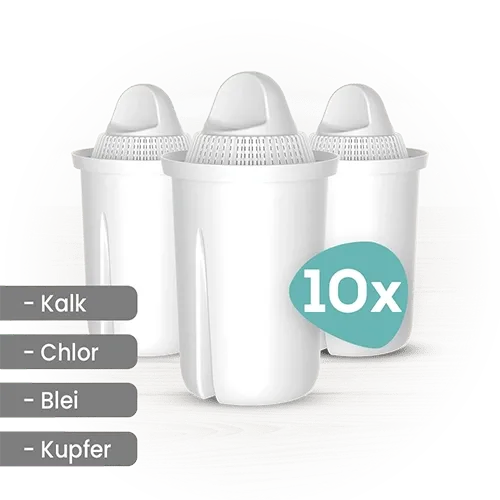 PearlCo® Classic Universal Filterkartuschen - Filter für PearlCo Wasserfilter - effektive Entkalkung und Entfernung von Schwermetallen, filtert bis zu 150 Liter pro Kartusche.