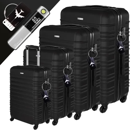 Devillo® Hartschalenkofferset 4tlg. Schwarz - Robustes Gepäckset für jede Reise - Gepäck-Sets: 4-teiliges Kofferset aus flexibler ABS-Hartschale mit TSA-Zahlenschloss, ideal für sicheren und stressfreien Transport.