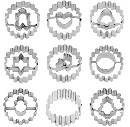 Ausstecher Weihnachten Set, 9 Stück Keksausstecher Weihnachten, Mini Ausstechformen Edelstahl Linzer Ausstecher Set, Klein Plätzchenform Keksform für Backen Fondant Torten