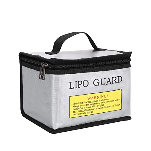 WANGCL Lipo Akku-Tasche, feuerfest, wasserdicht, Lipo-Ladetasche für Li-Po-Akku, Drohne, Akku, Powerbank, 215 x 145 x 165 mm, silberfarben