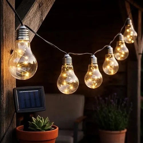 LED Solar Lichterkette 10 Glühbirnen 450 cm