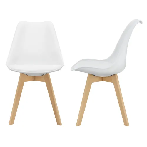 [en.casa] 2er Set Esszimmerstuhl Weiß mit gepolstertem Sitz