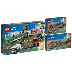 Lego City Güterzug Set 60198 mit Weichen und Schienen - Bauspielzeugset mit Güterzug, Weichen und Schienen für kreative Bauprojekte und endlosen Spielspaß.