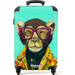 NoBoringSuitcases.com® Hartschalen-Trolley Affe - Rosa - 55x35x20cm - Einzigartiger Hartschalen-Trolley mit witzigem Affen-Motiv. Ideal als Handgepäck mit 36 Litern Stauraum und nur 2,6 kg. Perfekt für die ganze Familie und sorgt für Ordnung auf Reisen!