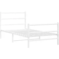 Bettgestell Metall Weiß 100x200 cm mit Kopf- und Fußteil - Robustes Bettgestell aus pulverbeschichtetem Stahl, mit zusätzlichem Stauraum und optimaler Rückenunterstützung – ideal für dein Schlafzimmer.