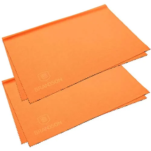 BRANDSON Brillenputztücher XXL (40x30 cm, orange, 2 Stück) Brillen Mikrofasertuch groß, waschbar - Mikrofaser Brillentücher, Reinigungstücher für Brille Handy Display etc.