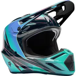 FOX V3 RS Canvas Motocross Helm, schwarz-blau, Größe M - Leichter und robuster Motorradhelm mit MIPS®-Schutzsystem. Ideal für Profi-Rider und optimalen Komfort bei jedem Rennen.