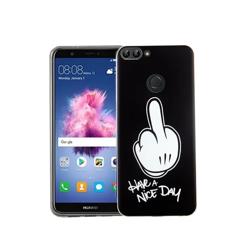 Huawei P Smart Handyhülle Schutzcase Mittelfinger Cover Bumper Etuis Rahmen Etui