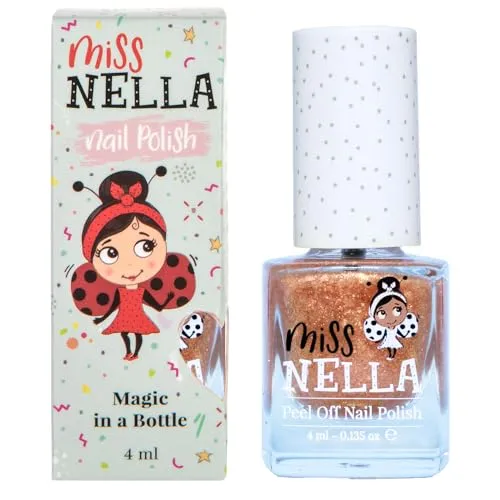 Miss Nella NEW magische Sammlung OPEN, SESAME- abziehbarer Nagellack speziell für Kinder, gold Glitzer, Peel-Off-Formel, ungiftig, wasserbasiert und geruchsneutral
