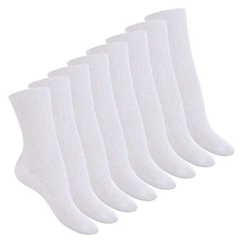 Footstar Damen und Herren Gesundheitssocken (8 Paar) Diabetiker geeignet ohne Gummi - Weiß 39-42
